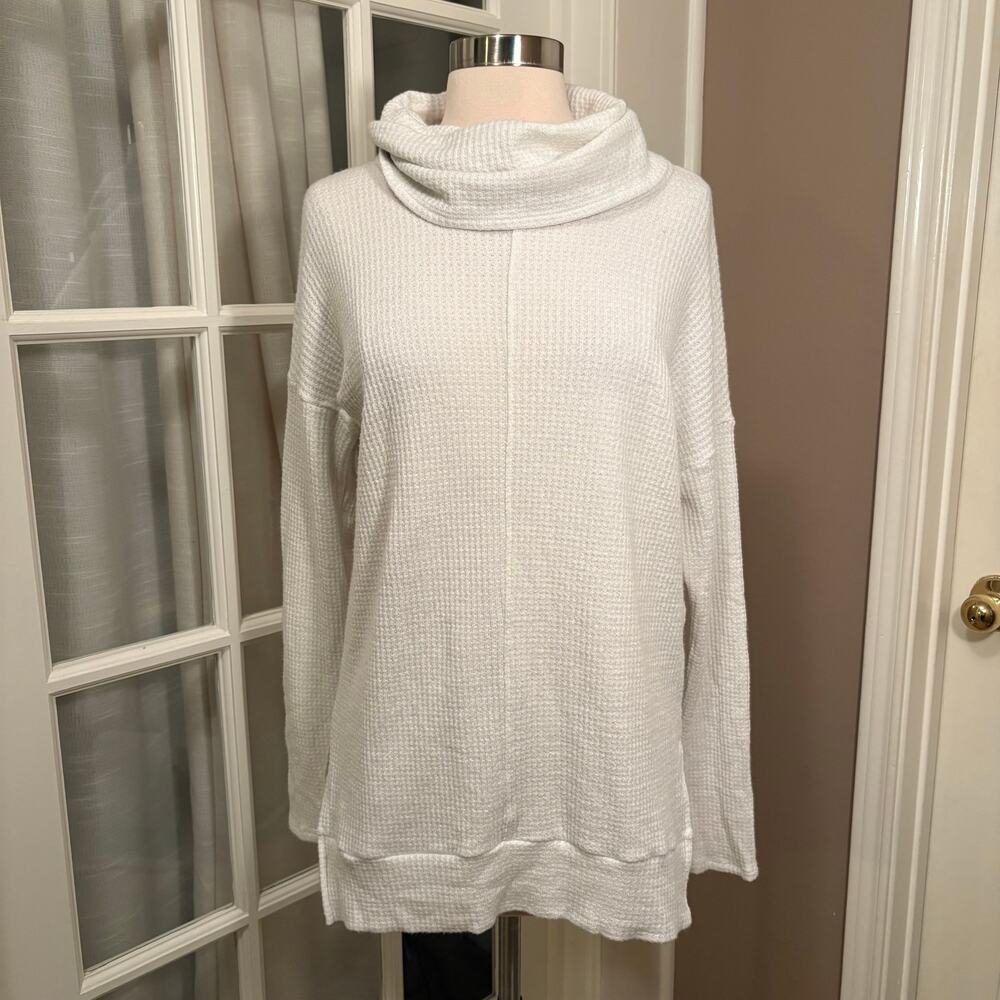 Bobi Los Angeles Cowl Neck Waffle Knit‎ Sweater Women’s Small Off White